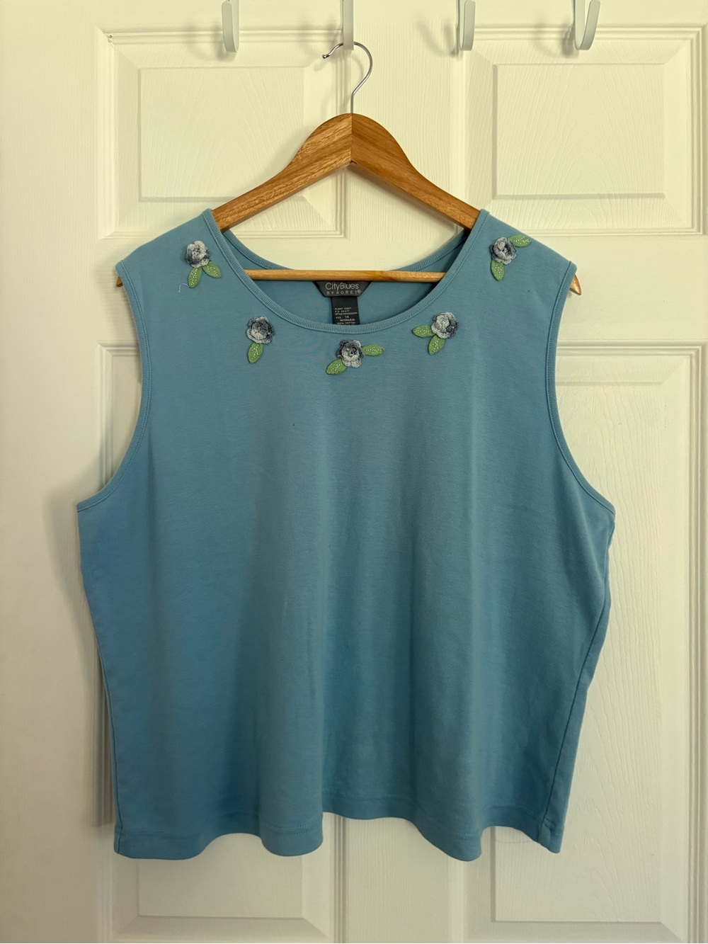 CityBlues Tank with Floral Embroidery